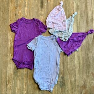 Kite Baby Bamboo Onsies and Hats Purple and Gray Kids Set 0-3M